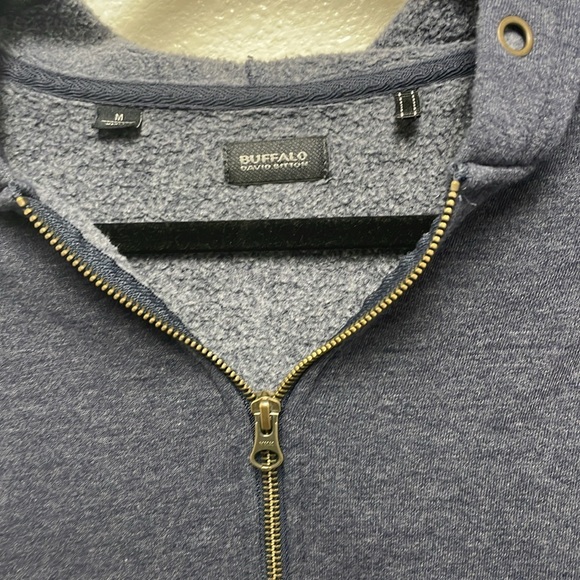Buffalo David Bitton Men's Medium Dark Blue Hoodie 1/4 Zip Sweatshirt - Picture 3 of 7